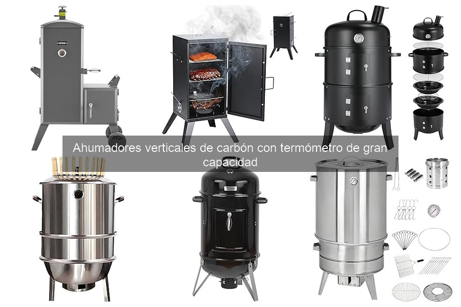 ¿Qué es un ahumador vertical de carbón con termómetro de gran capacidad?