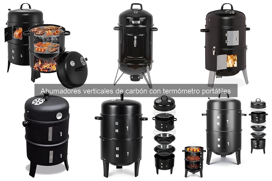 ¿Qué es un ahumador vertical de carbón con termómetro portátil?