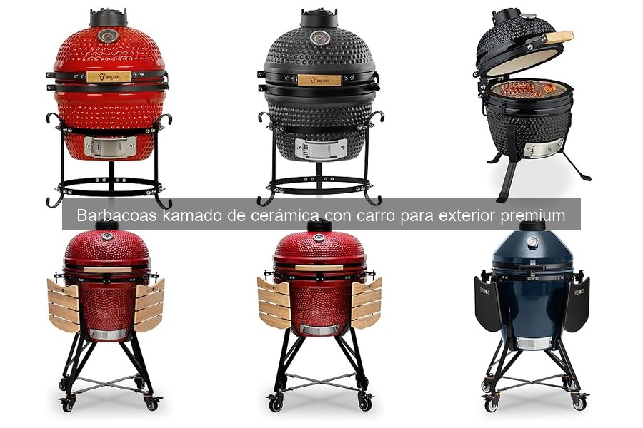¿Qué es una barbacoa kamado de cerámica con carro premium?